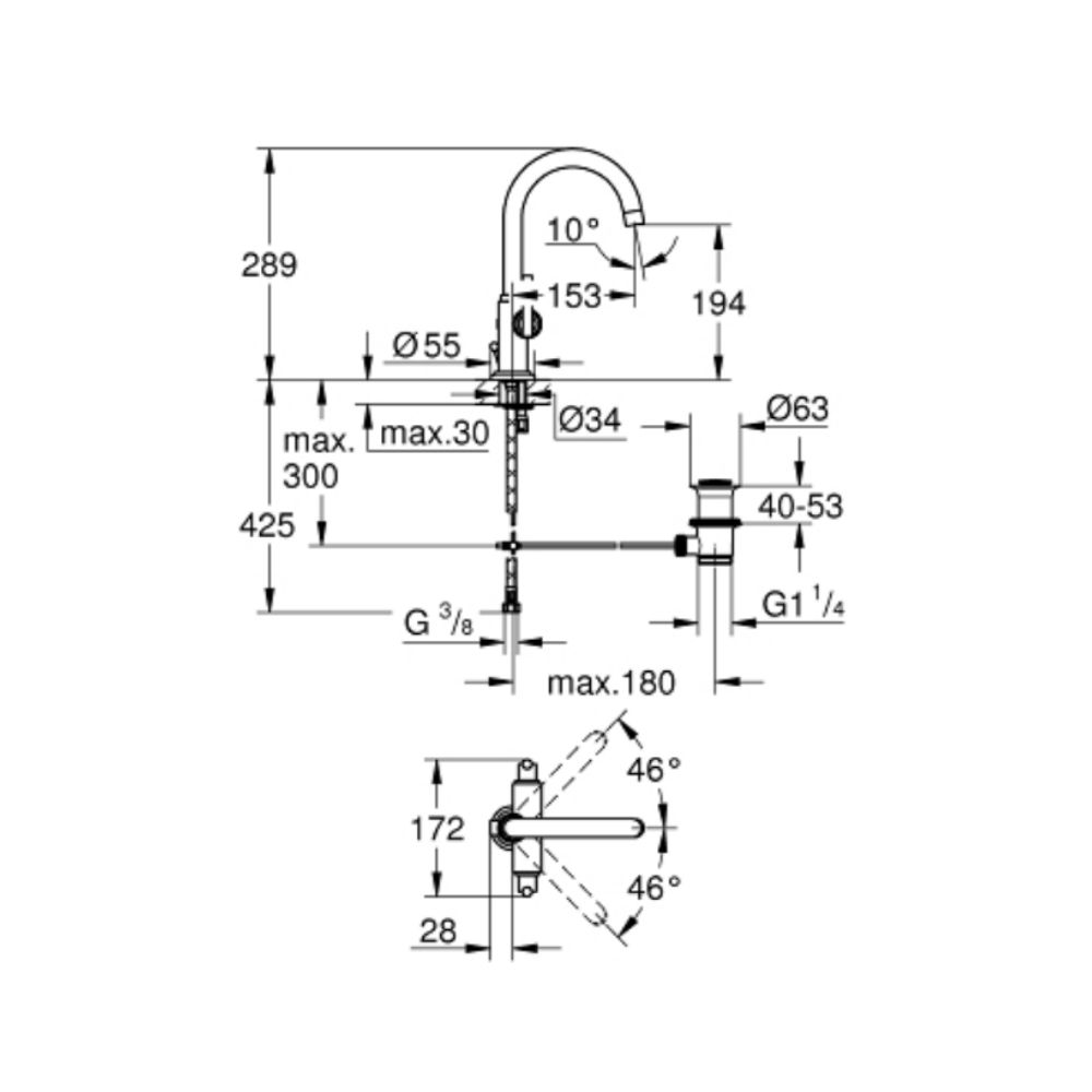 Vòi chậu nóng lạnh Atrio L-size GROHE 21022000 - 2