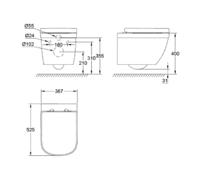 Bồn cầu treo tường Eurosmart GROHE 39205000