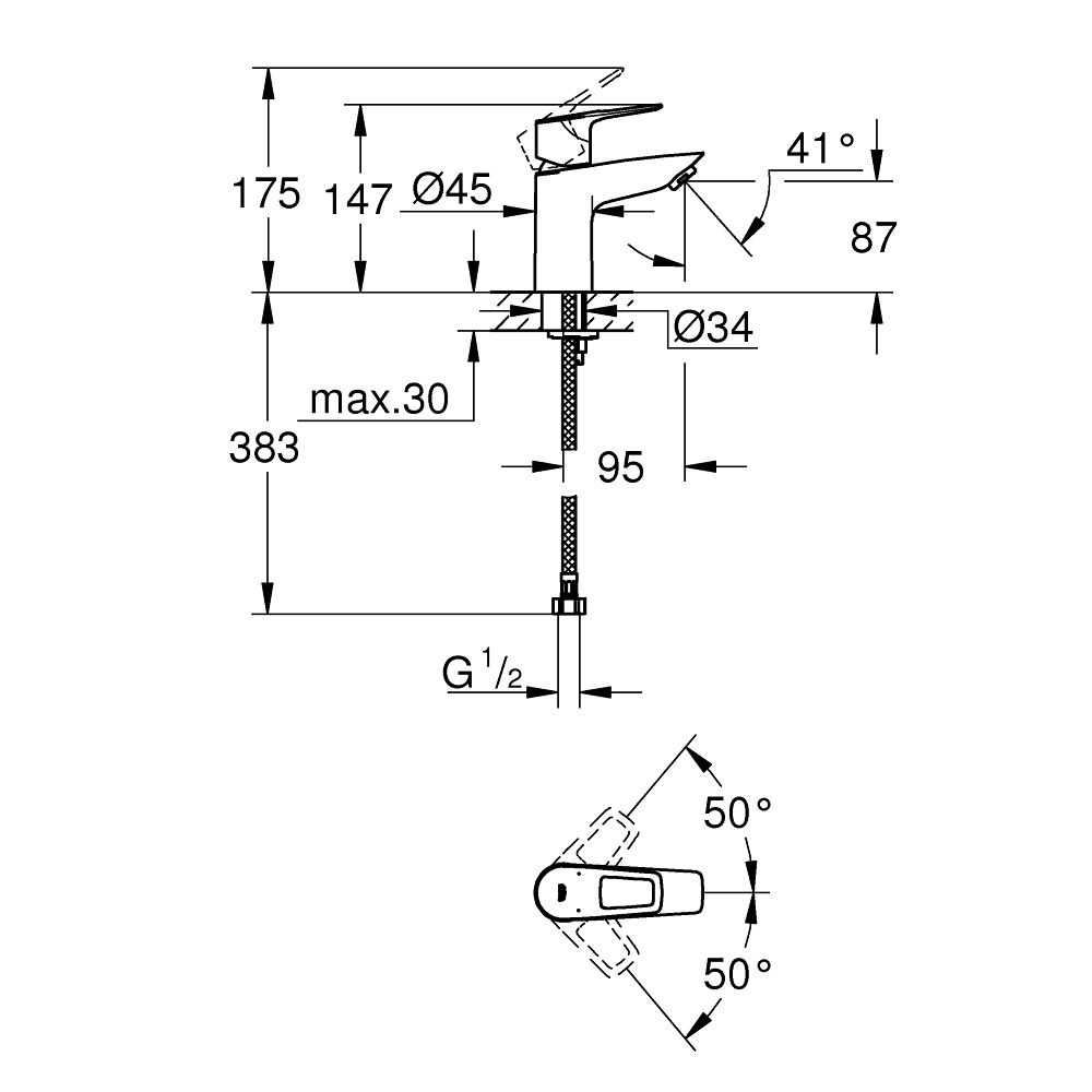 Vòi chậu nóng lạnh BauLoop GROHE 32854001