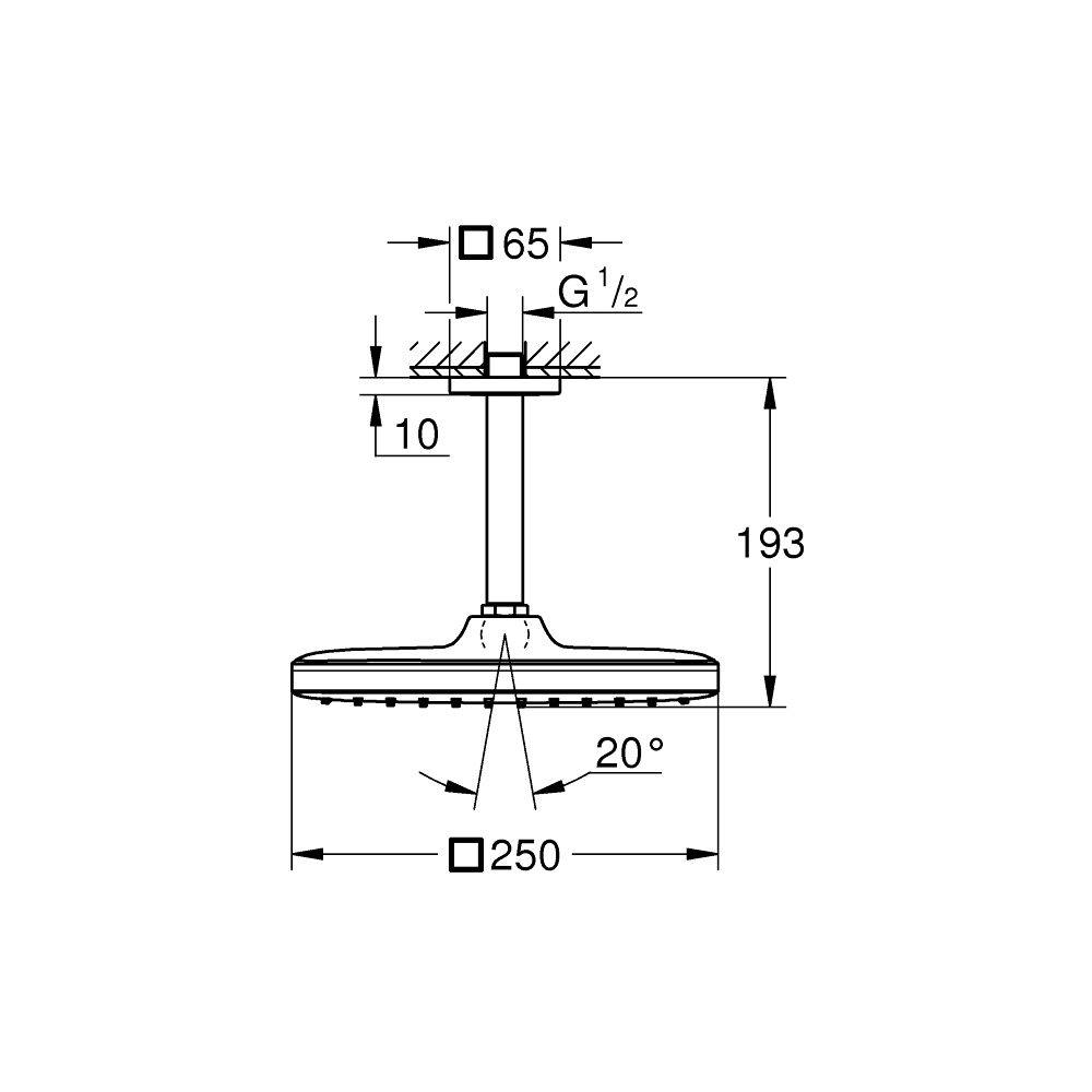 Bộ bát sen tắm gắn trần Tempesta 250 Cube GROHE 26683000