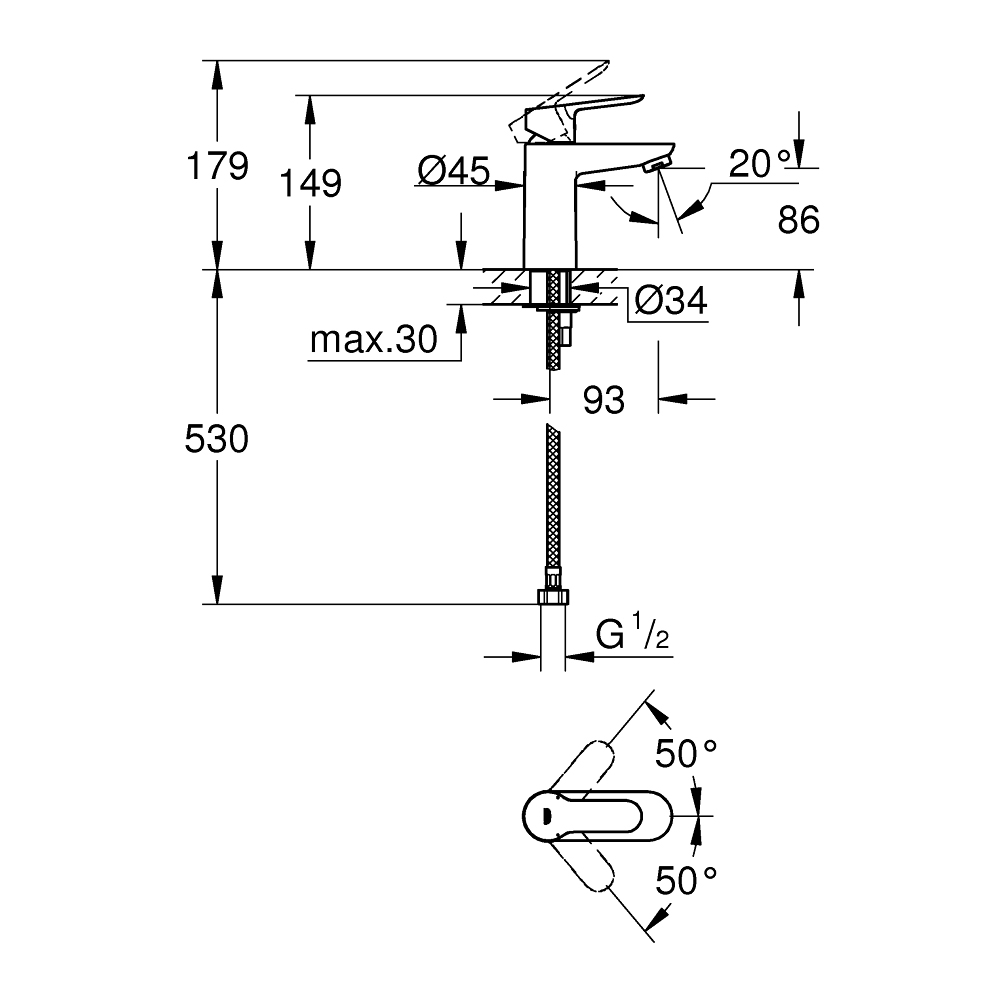 Vòi chậu nóng lạnh BauEdge GROHE 32858000 - 2