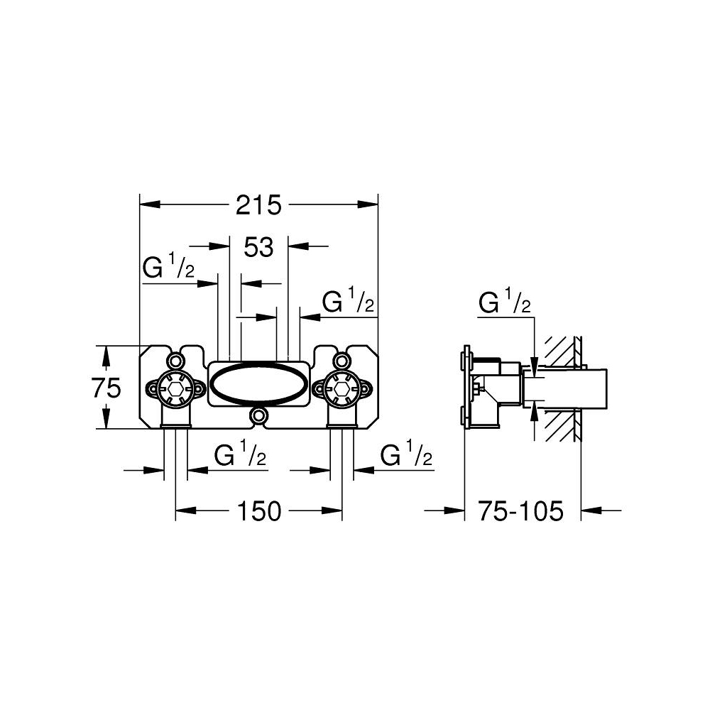 Bộ trộn nhiệt âm tường cho sen tắm GROHE 26449000