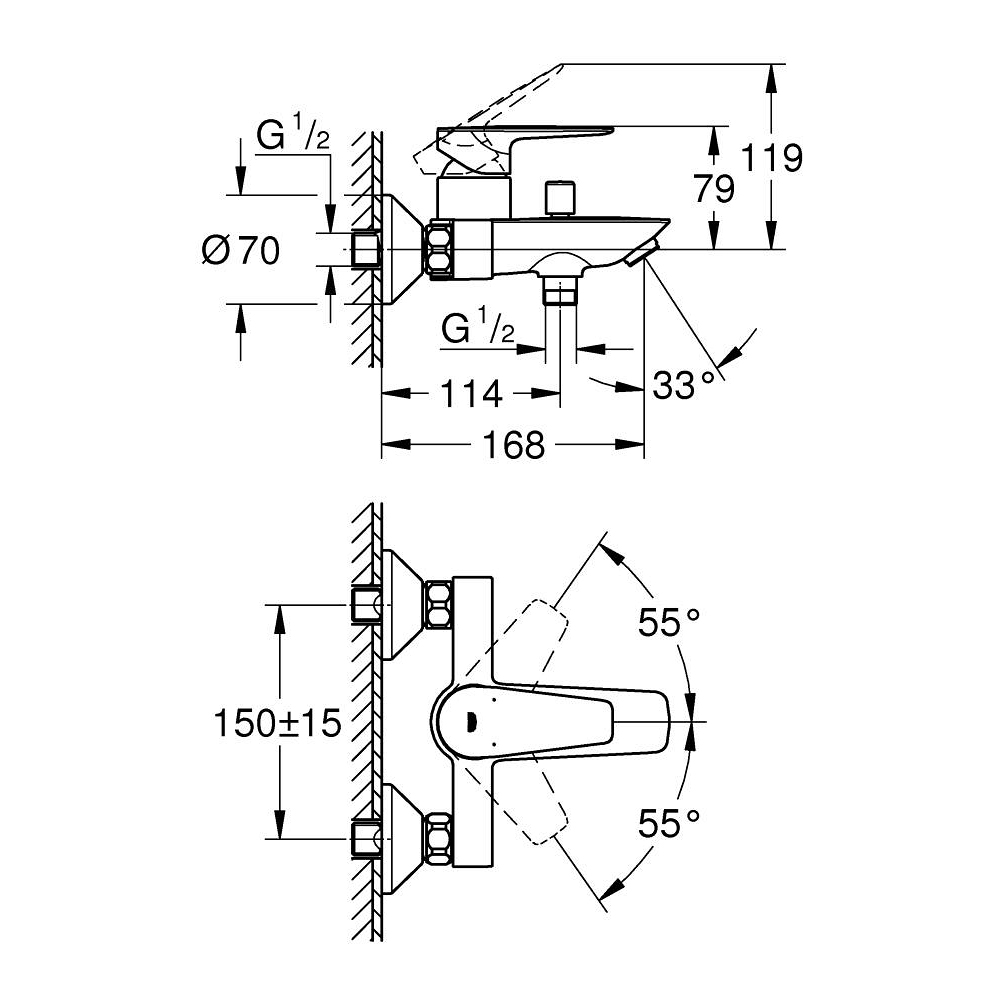 Củ sen tắm nóng lạnh BauEdge GROHE 23605001 - 2