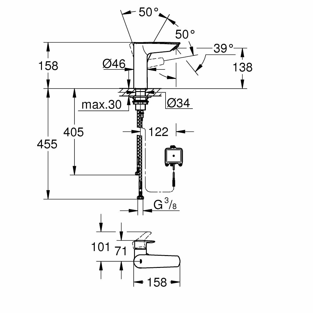 Vòi chậu cảm ứng nóng lạnh Eurosmart GROHE 23975003 - 2