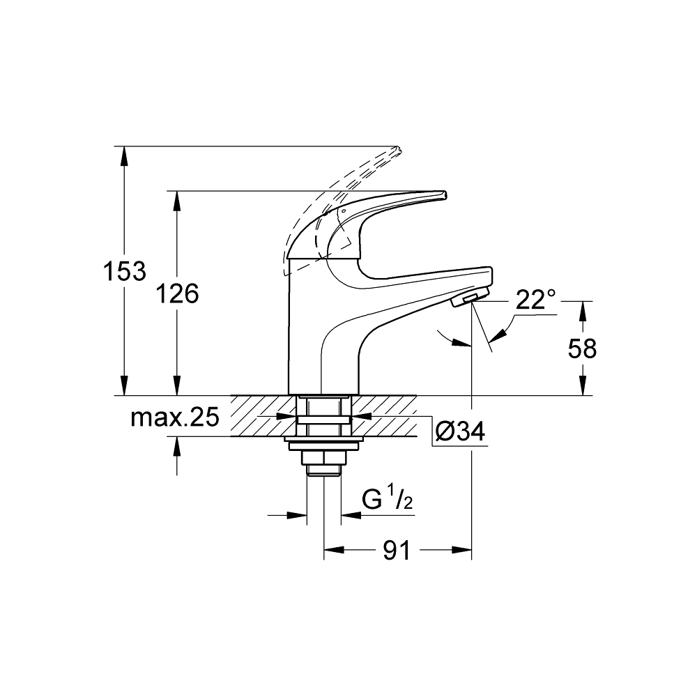 Vòi chậu lạnh BauCurve GROHE 32809000