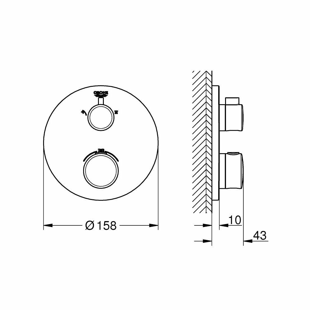 Van nhiệt độ kèm chuyển hướng 2 đường Grohtherm GROHE 24076000