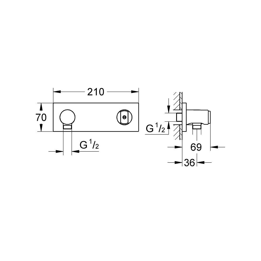 Cút nối tường kèm gác sen Grohtherm F GROHE 27621000 - 2