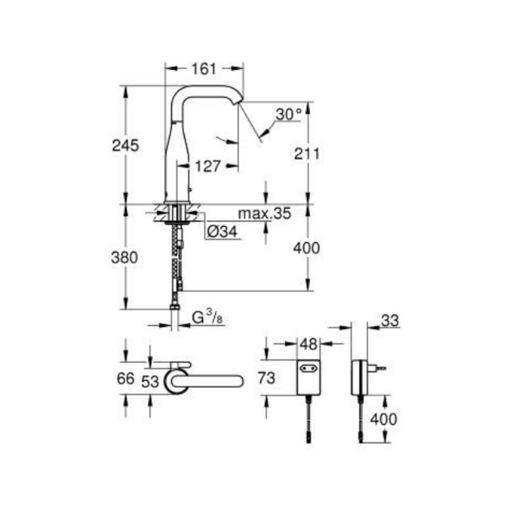 Vòi chậu cảm ứng dùng điện Essence E GROHE 36444000 - 2