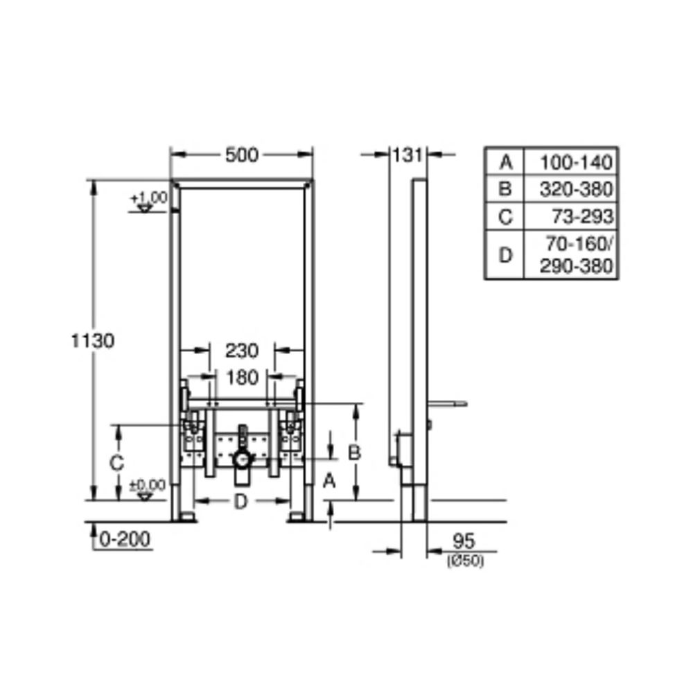 Khung thép két nước âm tường Rapid SL Element GROHE 38553001