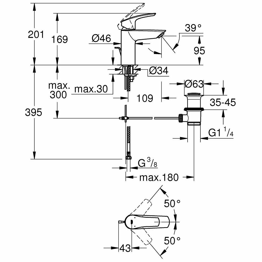 Vòi chậu nóng lạnh Eurosmart GROHE 23456003