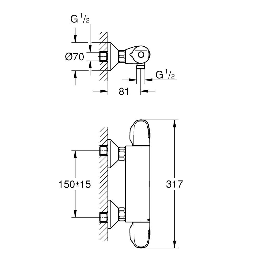 Củ sen tắm nhiệt độ Grohtherm 1000 GROHE 34143003 - 2
