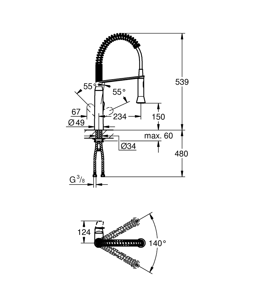 Vòi bếp nóng lạnh K7 Pro Medium GROHE 31379000