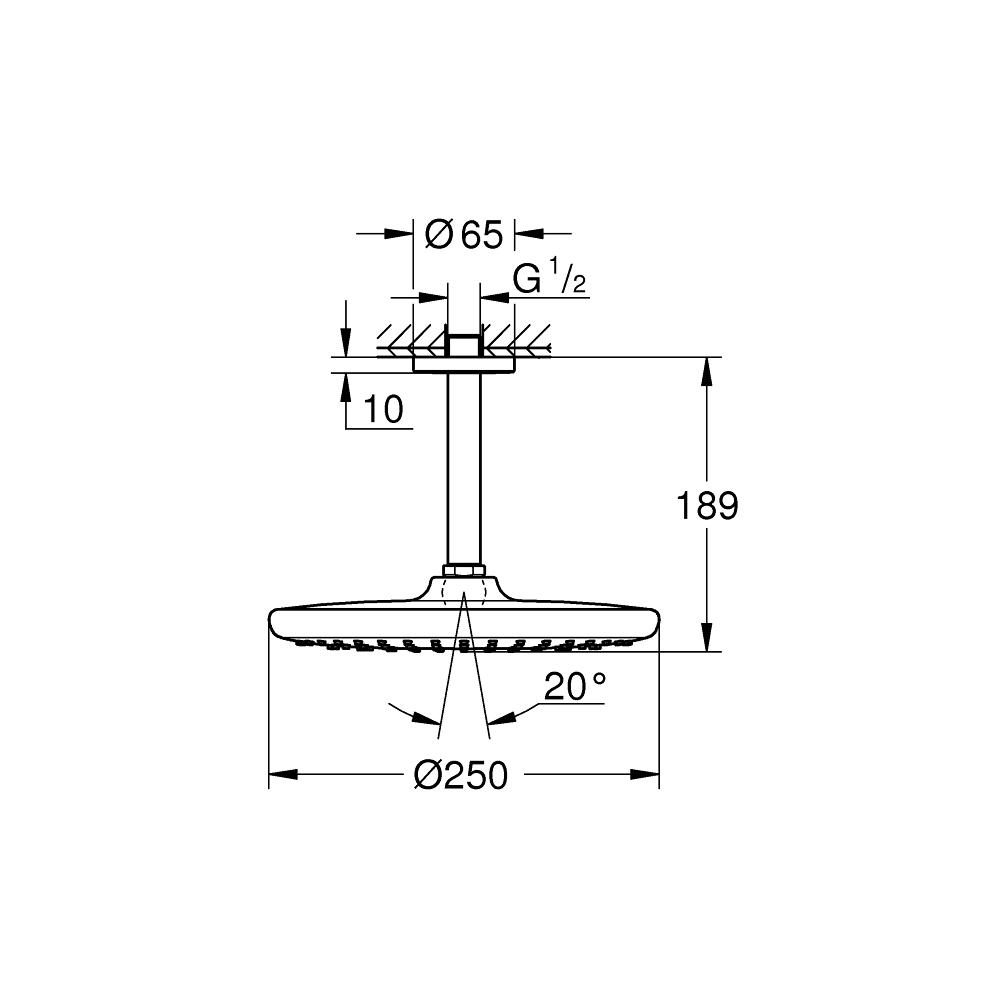 Bộ bát sen tắm gắn trần Tempesta 250 GROHE 26664000 - 2