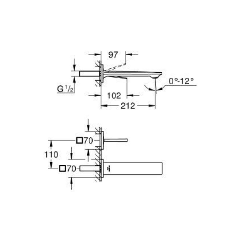 Vòi chậu gắn tường nóng lạnh 2 lỗ Allure GROHE 19386002