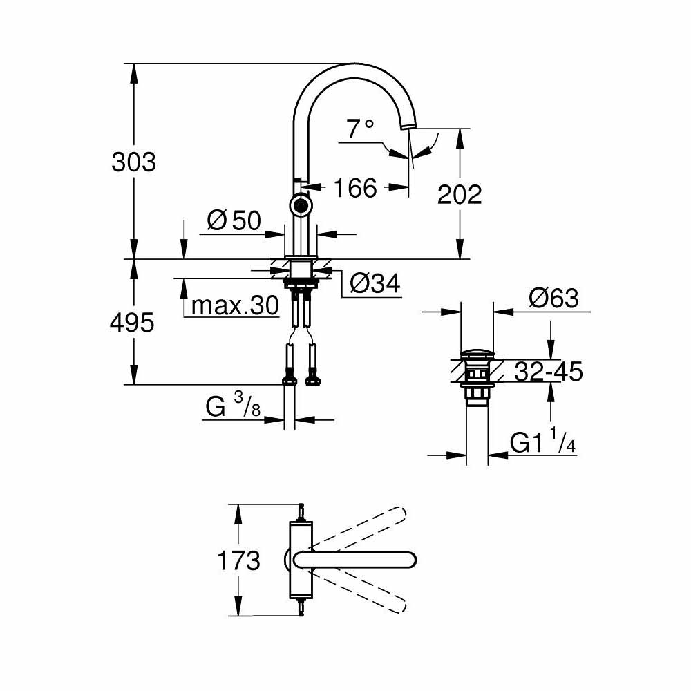 Vòi chậu nóng lạnh Atrio GROHE 21134000
