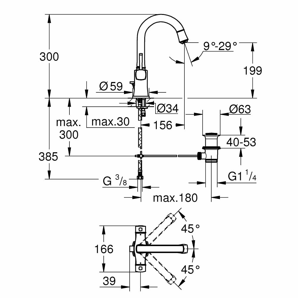 Vòi chậu nóng lạnh Grandera GROHE 21107000