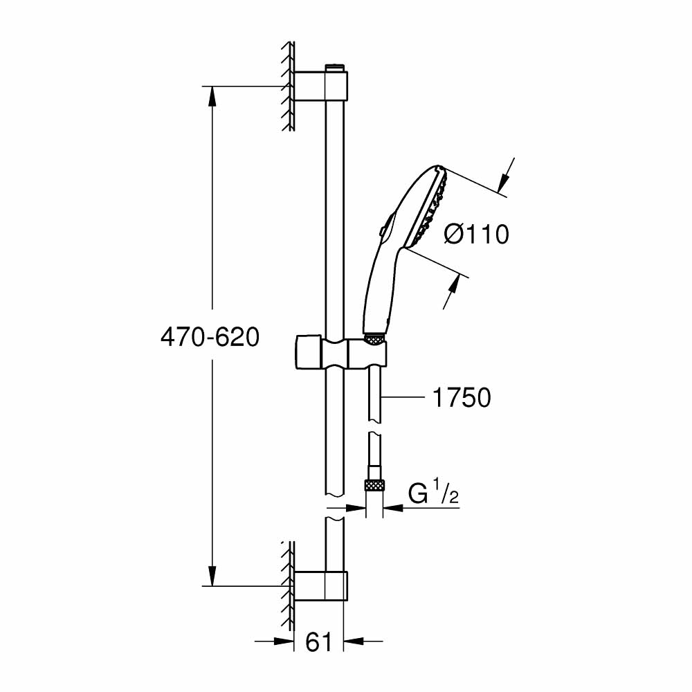 Bộ thanh trượt tay sen tắm 3 chế độ Tempesta 110 GROHE 27644003 - 2