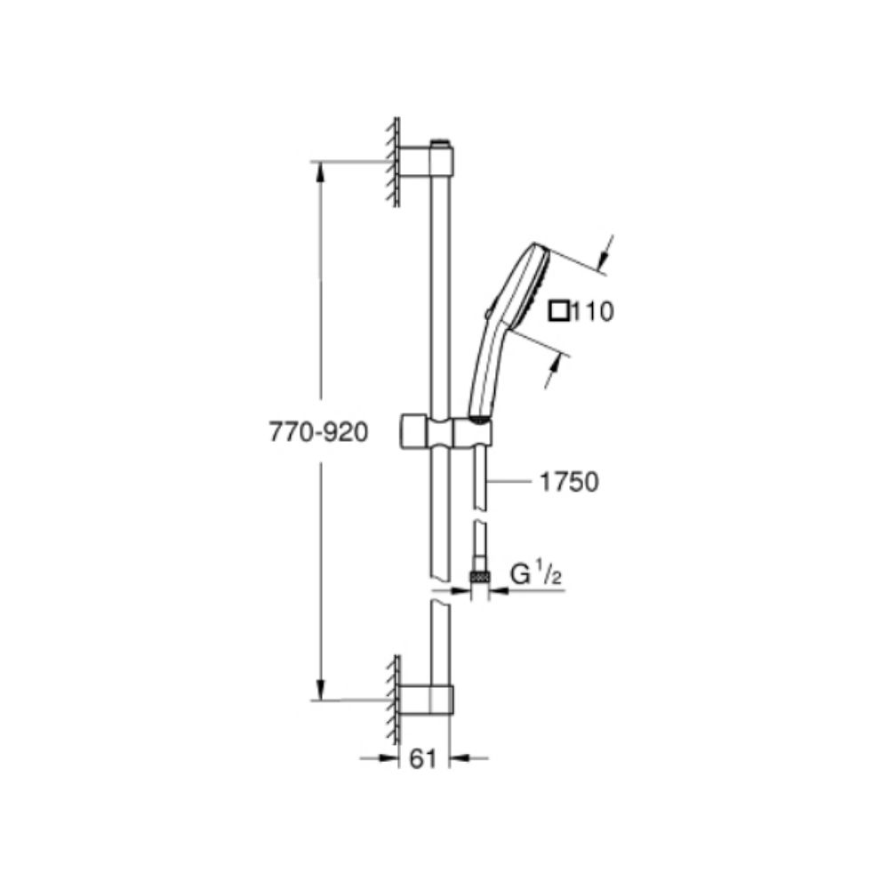 Bộ tay sen và thanh trượt sen 3 chế độ Tempesta Cube 110 GROHE 27789003 - 2