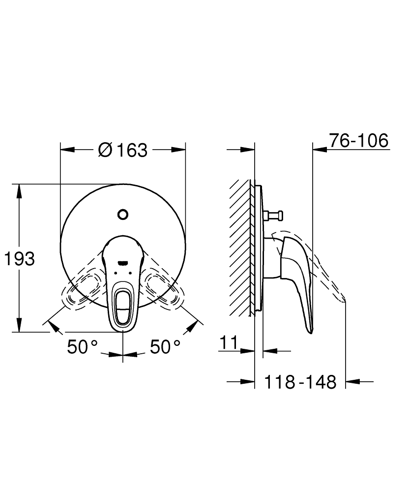 Bộ trộn sen tắm Eurostyle GROHE 19506003 - 3