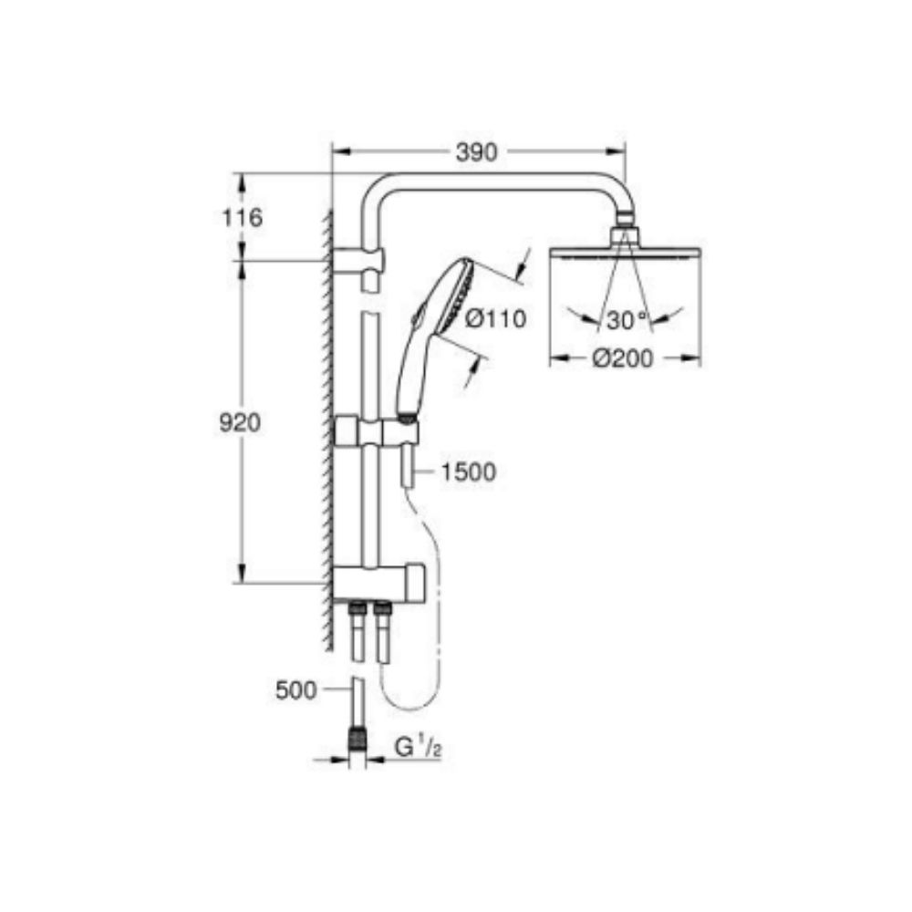Thân sen cây tắm đứng Tempesta System 200 GROHE 26452002 - 2