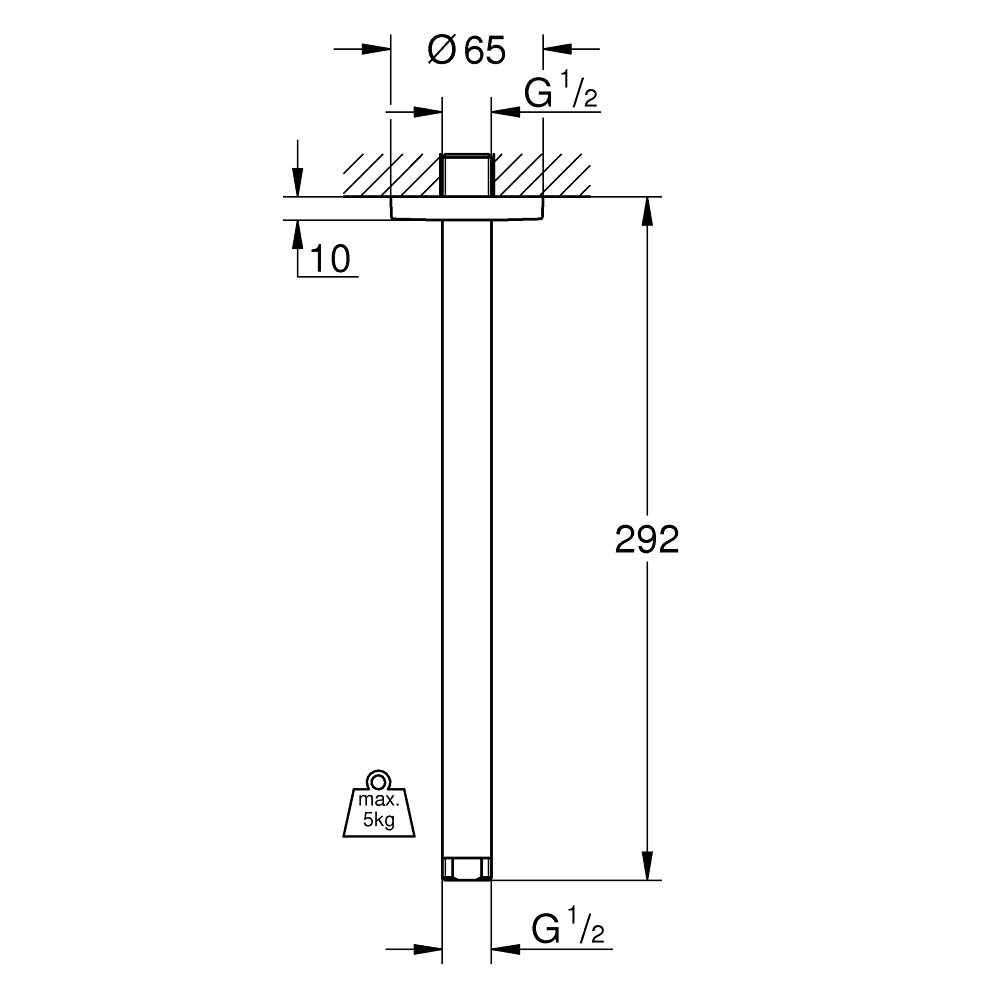 Cần nối bát sen gắn trần Rainshower GROHE 28497000