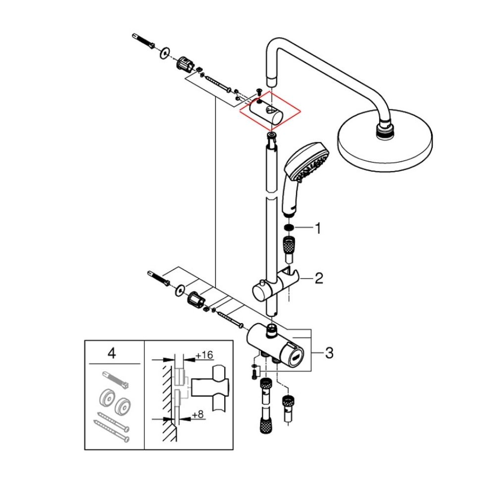 Chốt cố định thanh sen GROHE 407612138 - 2