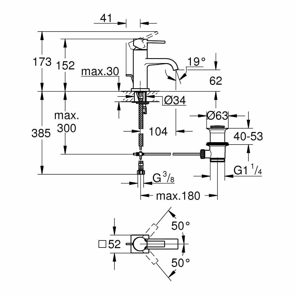 Vòi chậu nóng lạnh Allure GROHE 32757000 - 2
