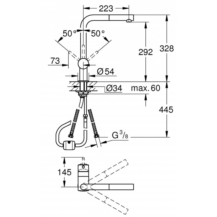 Vòi bếp dây rút nóng lạnh Minta GROHE 32168000