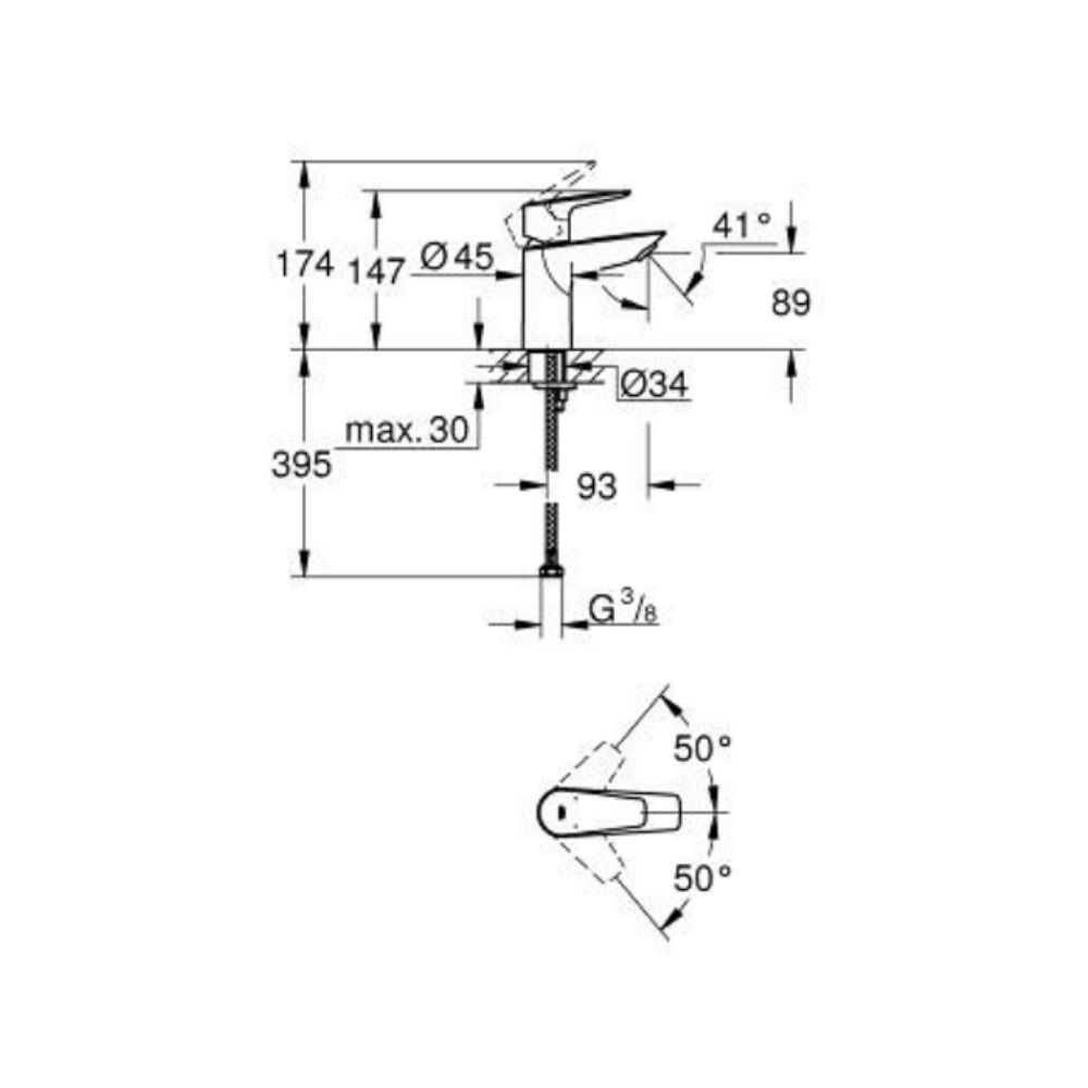 Vòi chậu nóng lạnh BauEdge S-size GROHE 23330001 - 2