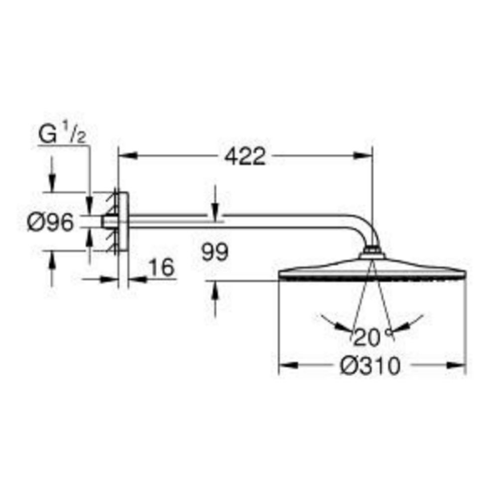 Bộ bát sen tắm gắn tường Rainshower Mono 310 GROHE 26558A00 - 12