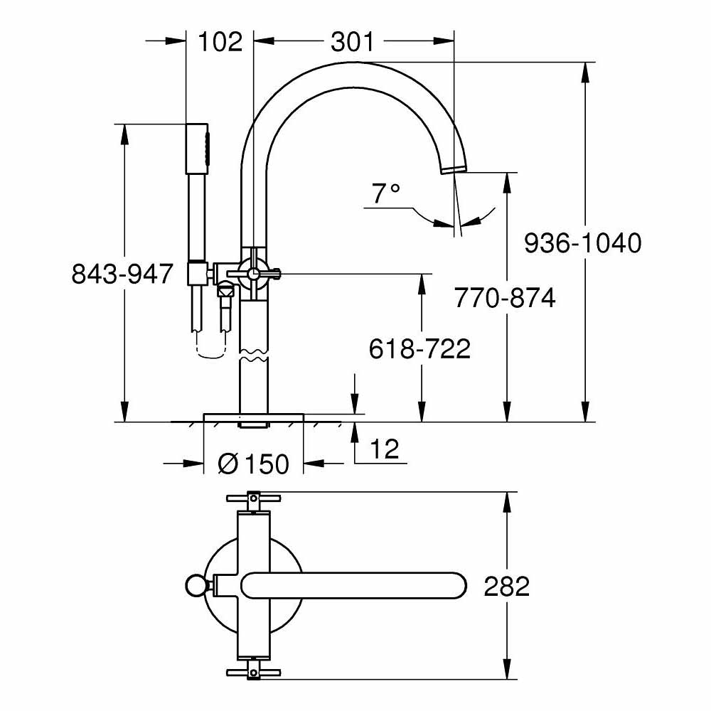 Vòi bồn tắm đặt sàn Atrio Grohe 25044003 - 4