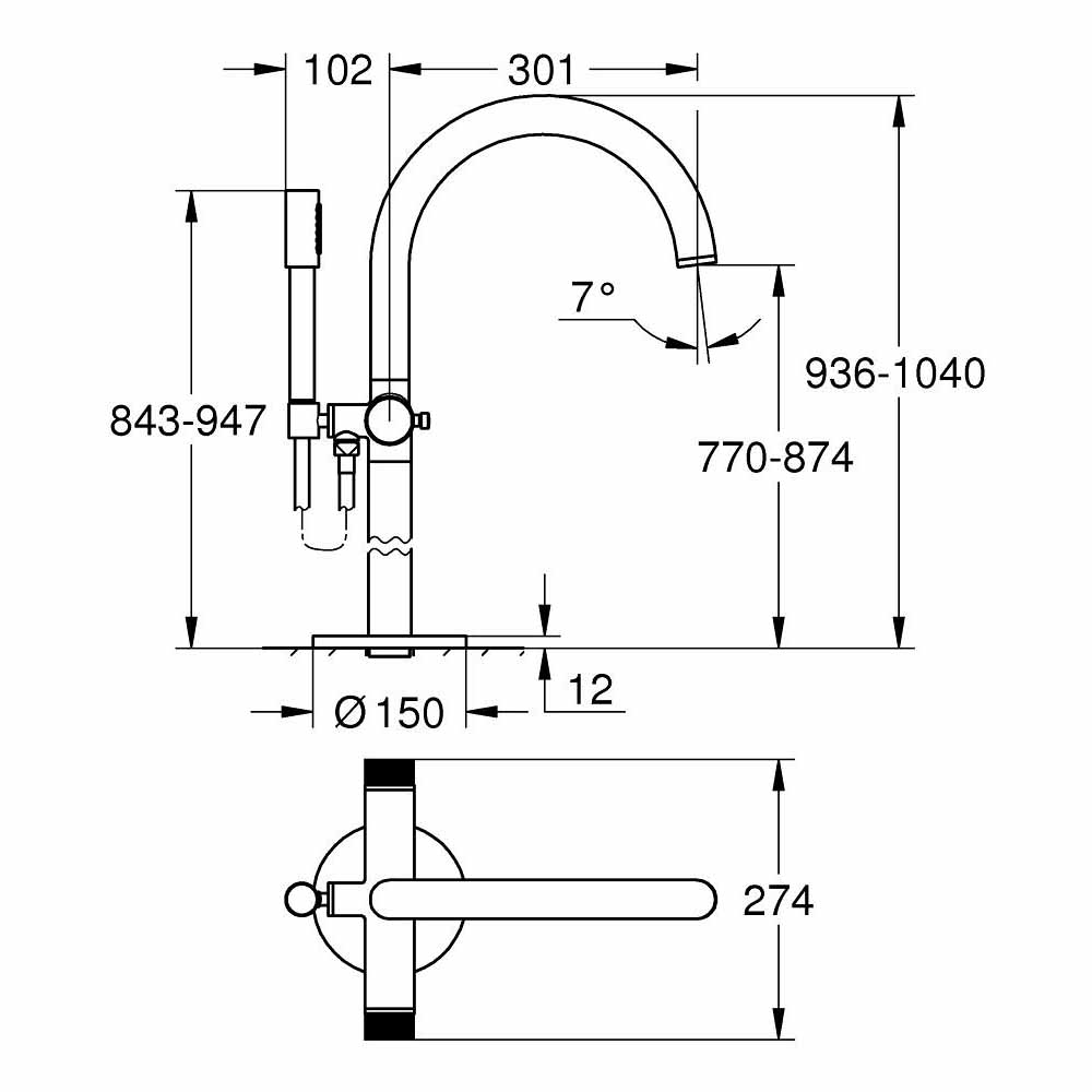 Vòi bồn tắm đặt sàn nóng lạnh Atrio GROHE 25229000