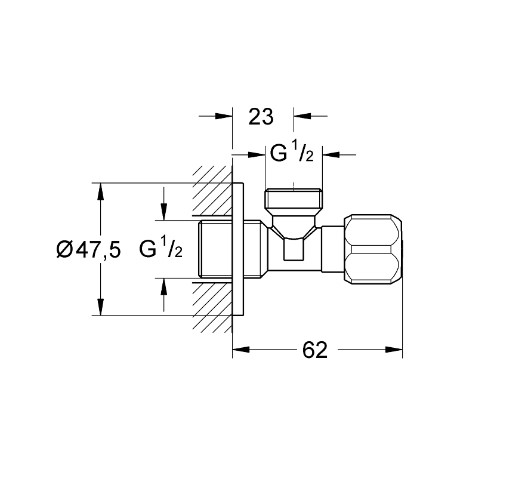 Van khoá 1 đường nước GROHE 2201600M - 2