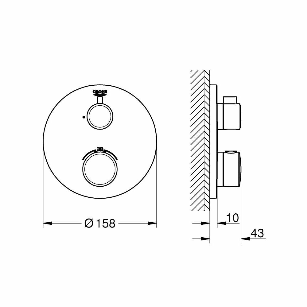 Van nhiệt độ kèm van khóa Grohtherm GROHE 24075000 - 2