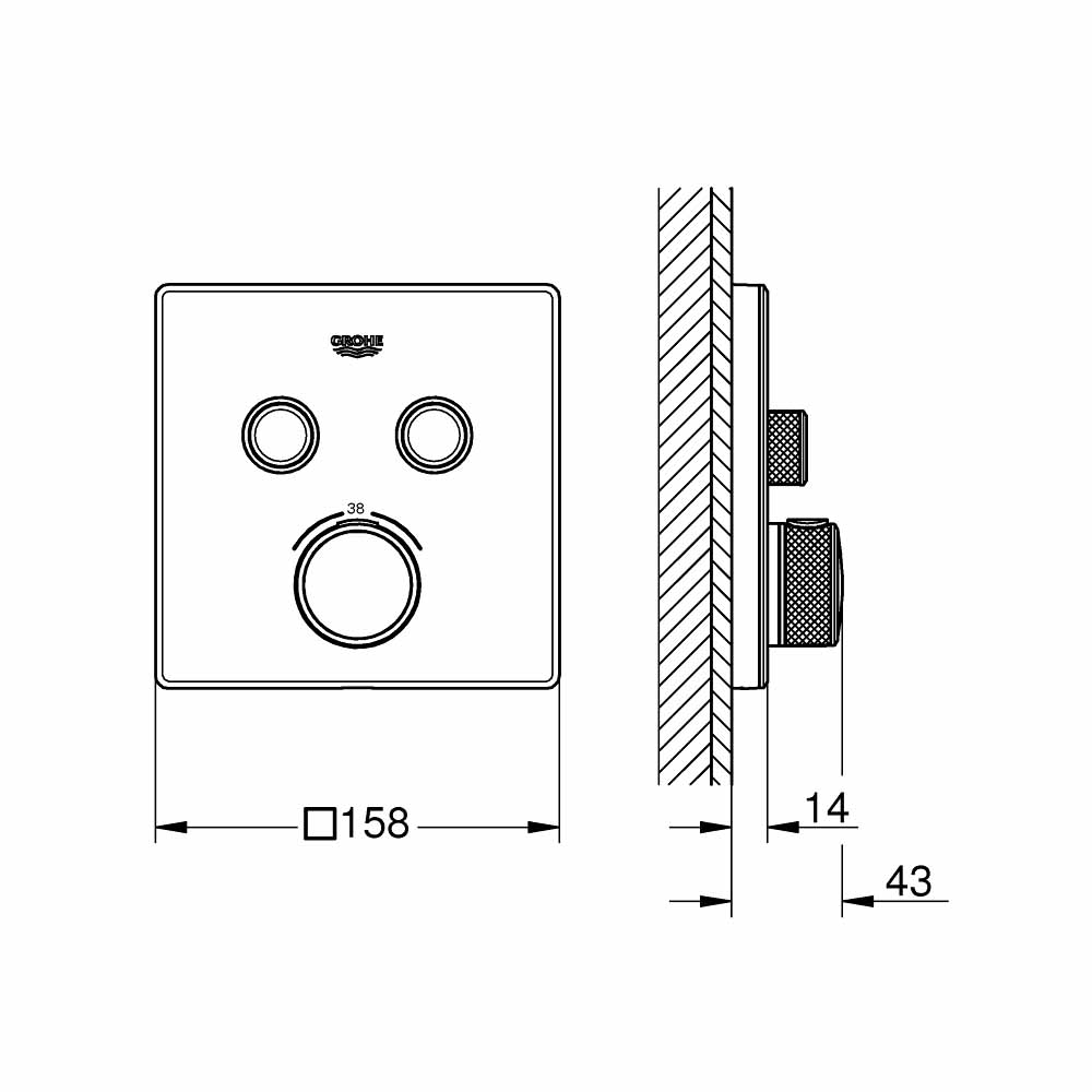 Van nhiệt độ kèm chuyển hướng 2 đường Grohtherm SmartControl GROHE 29156LS0 - 2