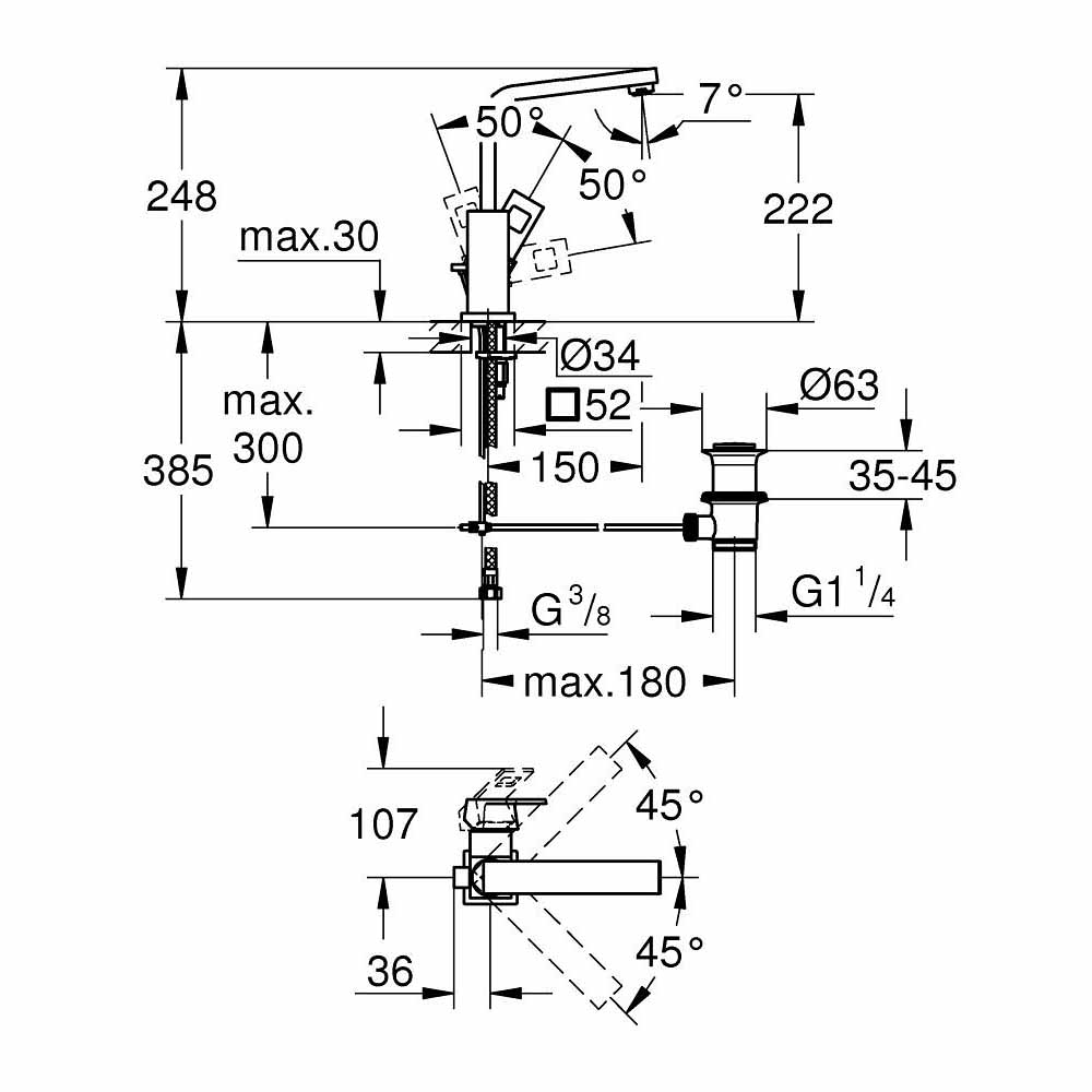 Vòi chậu nóng lạnh Eurocube GROHE 2313500E - 2