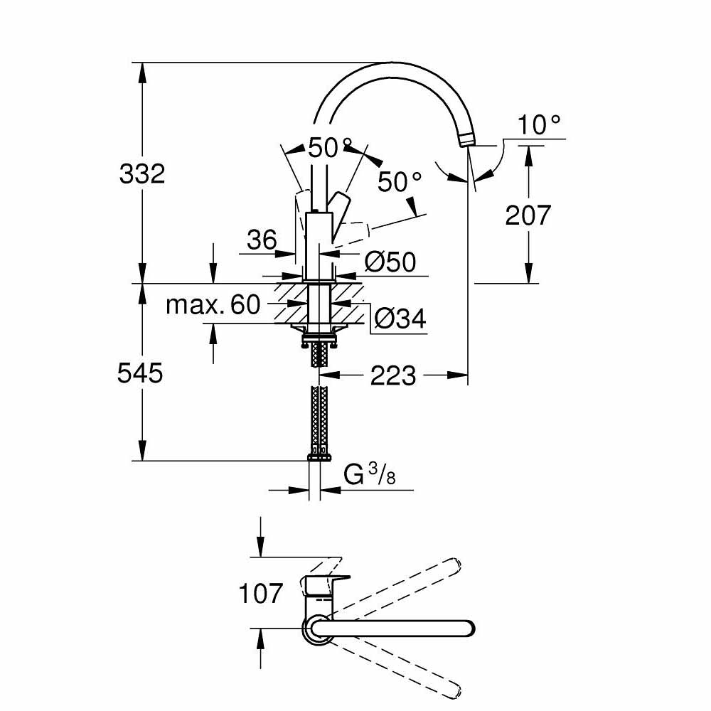Vòi bếp nóng lạnh Bau Edge GROHE 31367001