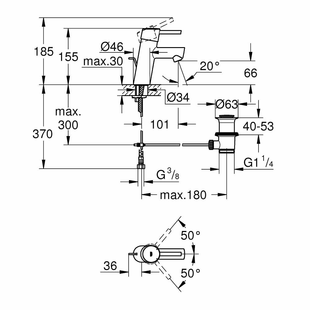 Vòi chậu nóng lạnh Concetto GROHE 3220410E - 2