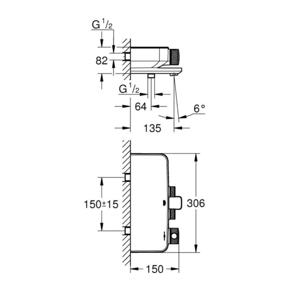 Bộ trộn nổi ổn nhiệt GRT SC 2 chế độ Grohe 34718000 - 2