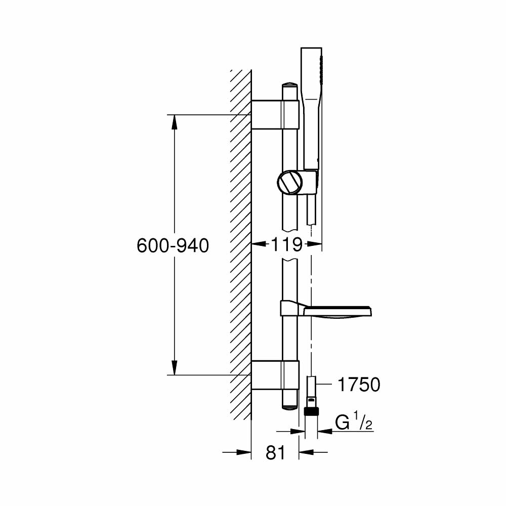 Bộ thanh trượt tay sen tắm Euphoria Cosmopolitan Stick GROHE 27368000 - 2
