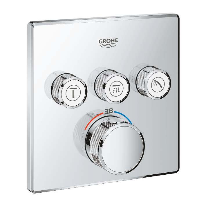 Mặt điều khiển sen tắm ổn nhiệt Grohtherm SmartControl vuông 3 chế độ GROHE 29126000 - 4