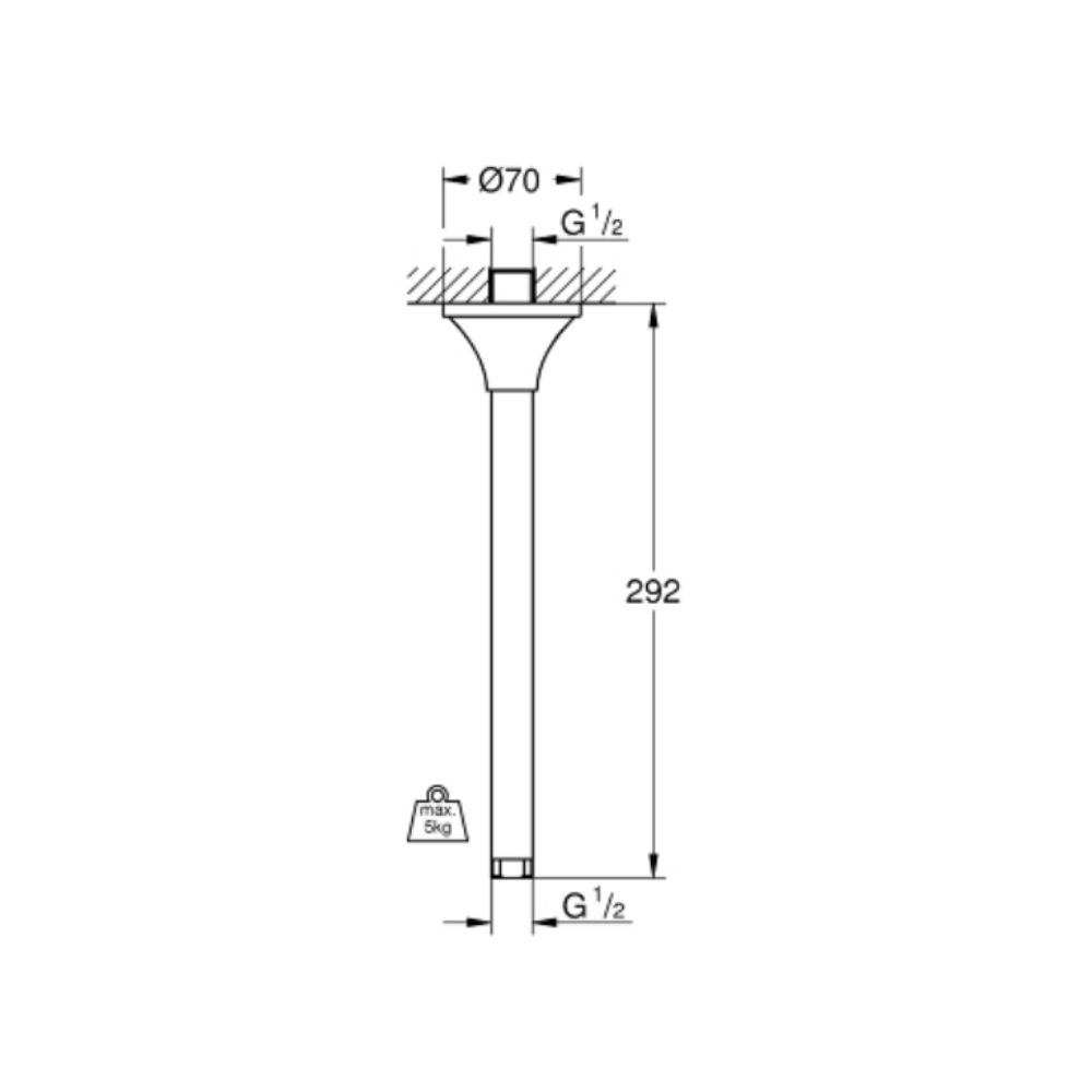 Thanh treo bát sen gắn trần Grandera GROHE 27982000 - 3