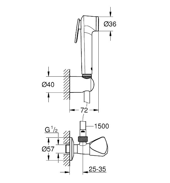 Bộ vòi xịt vệ sinh Tempesta-F Trigger Grohe 26357000