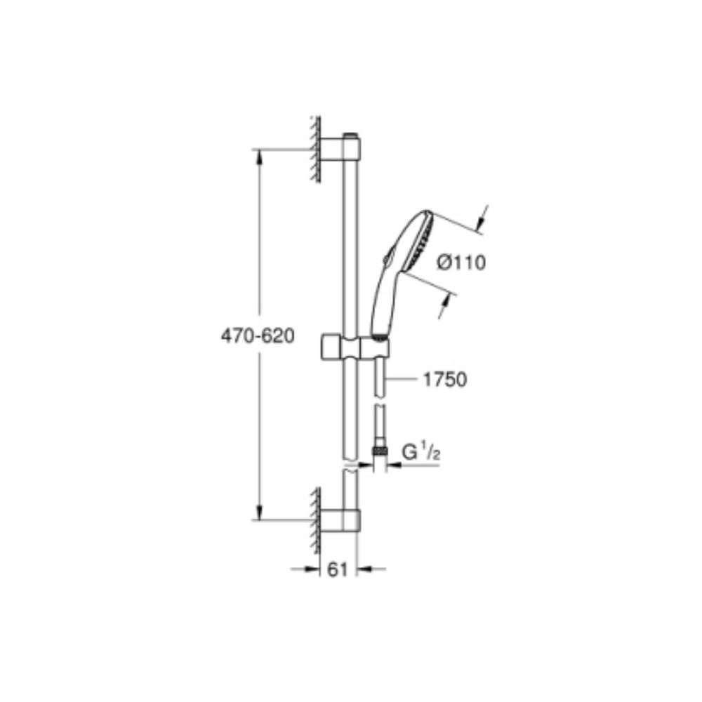 Bộ tay sen và thanh trượt sen 2 chế độ Tempesta 110 GROHE 26162003