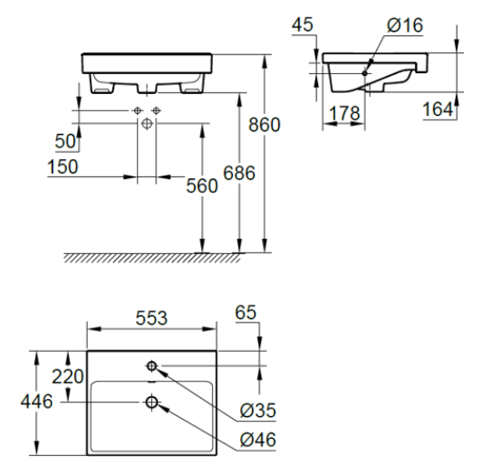 Chậu rửa mặt lavabo bán âm GROHE 3970800H