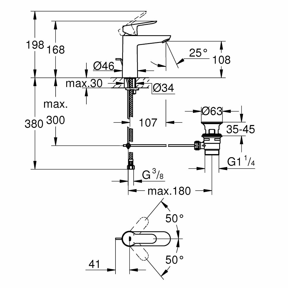 Vòi chậu nóng lạnh Bau Edge GROHE 23758000