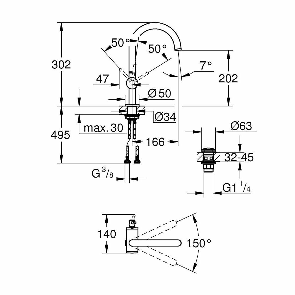 Vòi chậu nóng lạnh Atrio GROHE 32042003
