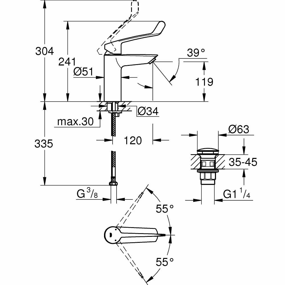 Vòi chậu nóng lạnh Eurosmart GROHE 23983003 - 2