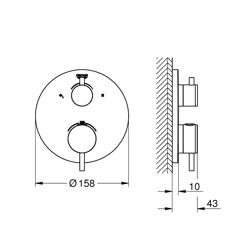 Mặt điều khiển sen tắm ổn nhiệt Grohtherm SmartControl Grohe 24135003 - 3