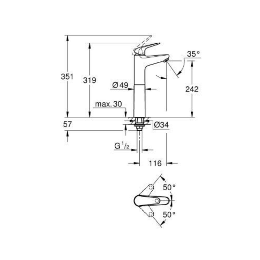 Vòi chậu lạnh Euroeco XL-size GROHE 24290001 - 2